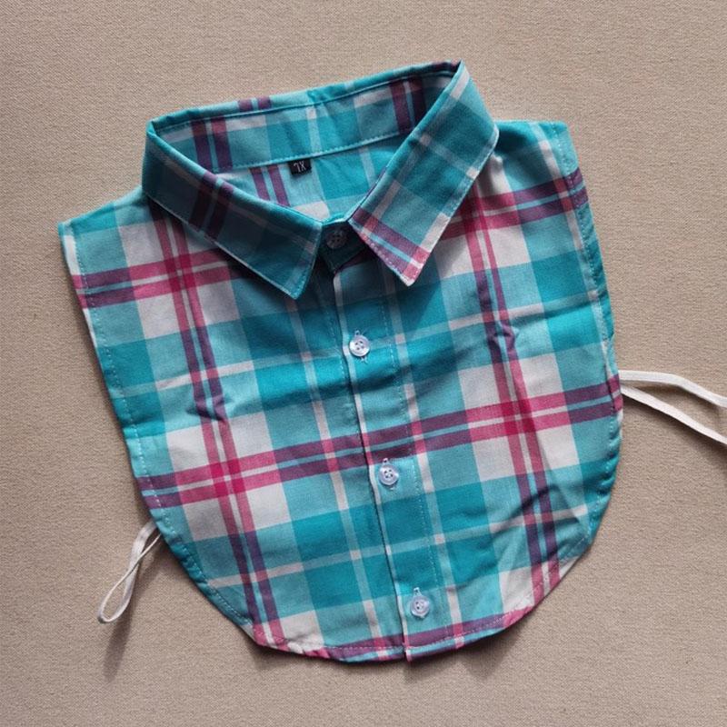 Plaid Women Shirt False Collars White  Removable Lapel Collars For Women Fake Collar Women Detachable Collars Nep Kraagie
