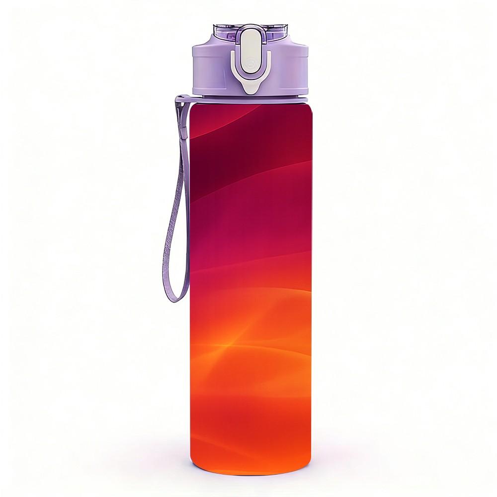 1PC Red Orange Sunset Gradient Sky Print 750ml Color Plastic Sports Water Bottle Leakproof Flip Straw Lid Suitable for Sports Office Home Use
