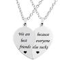 2 Stück/Set Wir sind beste Freunde, weil alle anderen doof sind Herzanhänger Halskette Edelstahl Freundschaftsschmuck Geschenke