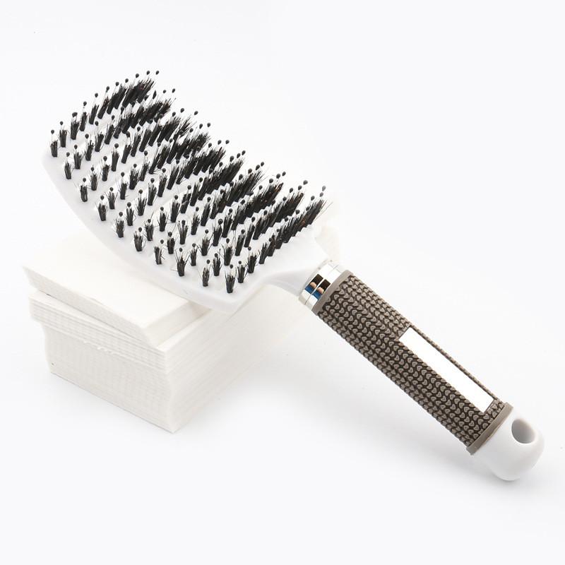 Premium Large Curved Hair Comb With Antistatic Boar Bristle For Effortless Styling