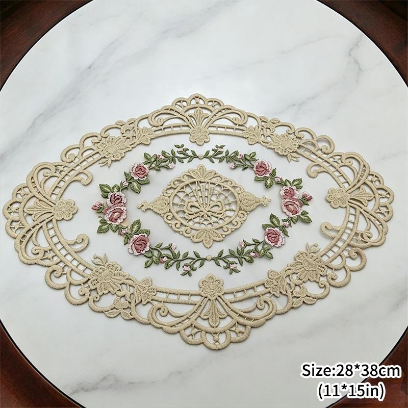 Ins Lace Table Cloth Decoration Tablecloth Embroidery Cup Pad Coaster Aesthetic Lace Cloth Tabletop Decoration Home Decor