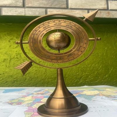26.67 cm Pirinç Armillary Küre Stili Gök Küresi-Astrolab Navigasyon Dekoru Eğitim Masası Süsü Denizcilik Mezuniyeti, Doğum Günü Hediyesi