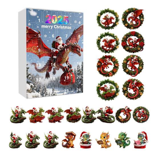Advent Calendar Santa Claus Flying Dragon Design 24-Day Countdown Festive Family Activity Calendar Festive Atmosphere Enhancer