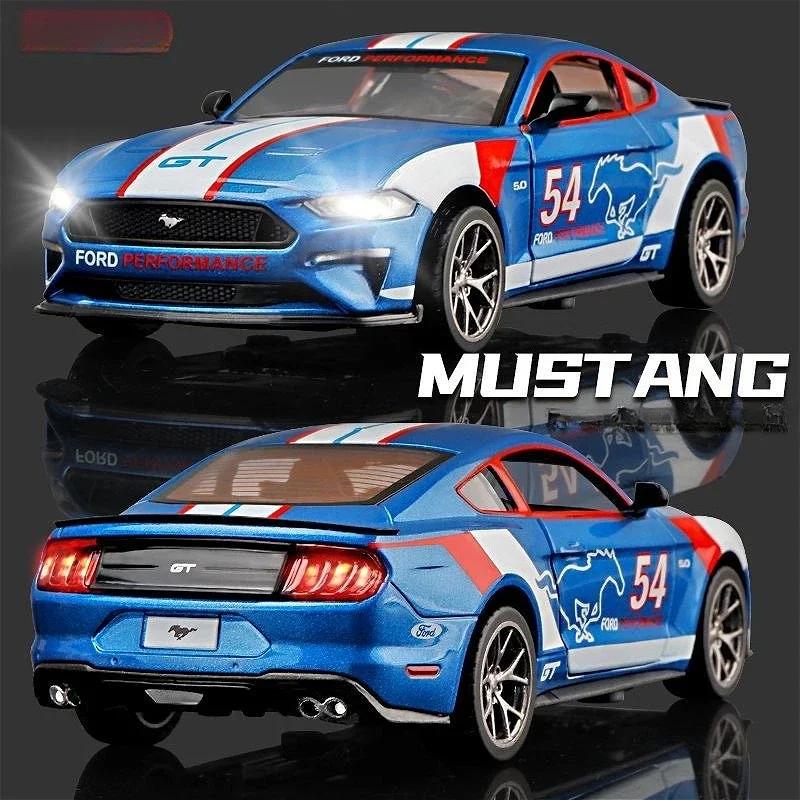 SPZS3 1:34 Ford Mustang GT 2018 Muscle Car Alloy Car Die Cast Toy Car Model Sound and Light Children's Toy Collectibles Birthday Gift