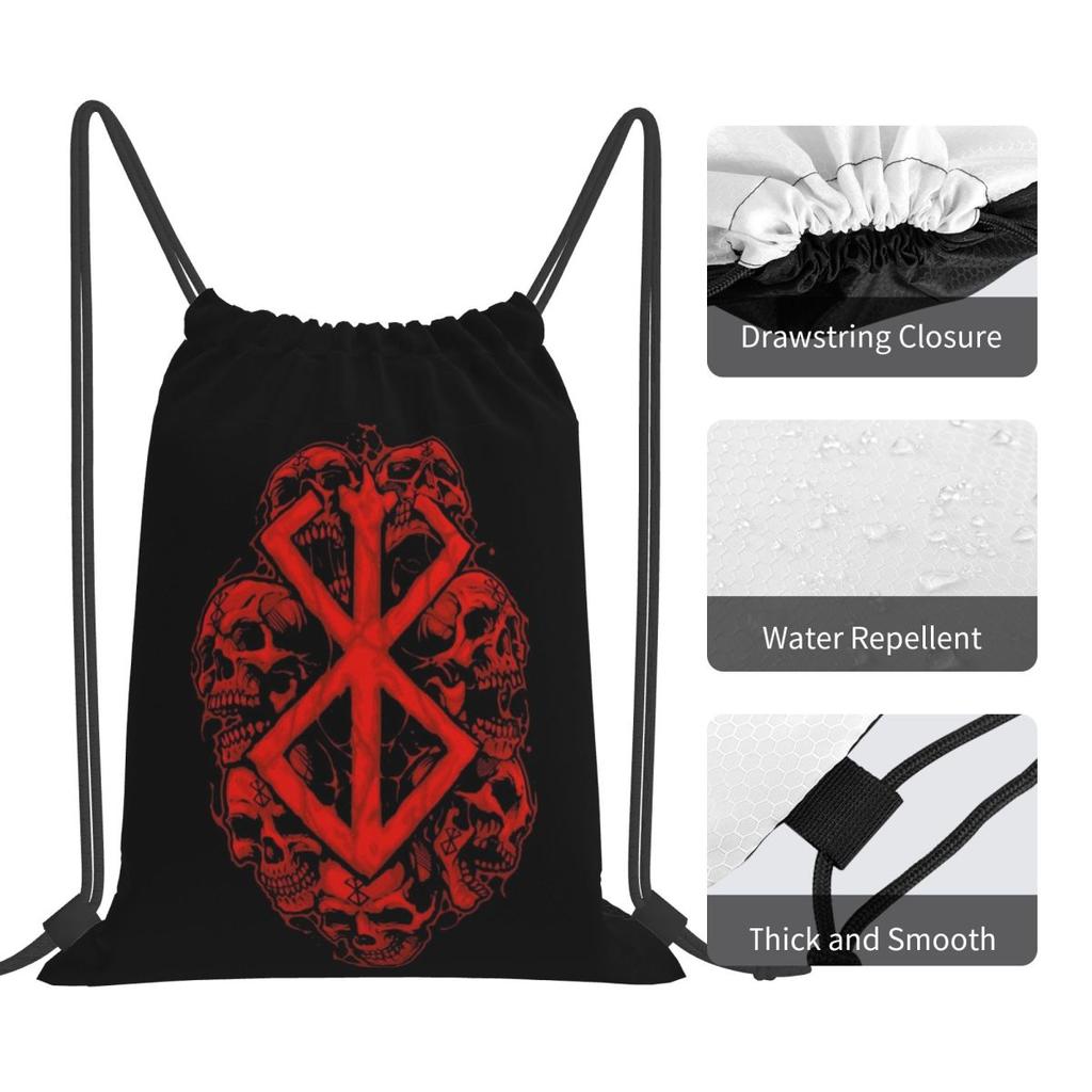 Berserk Sacrifice Mark Demon Sword And Magic Backpacks Fashion Drawstring Bundle Pocket Sports Bag Book Bags for Travel School