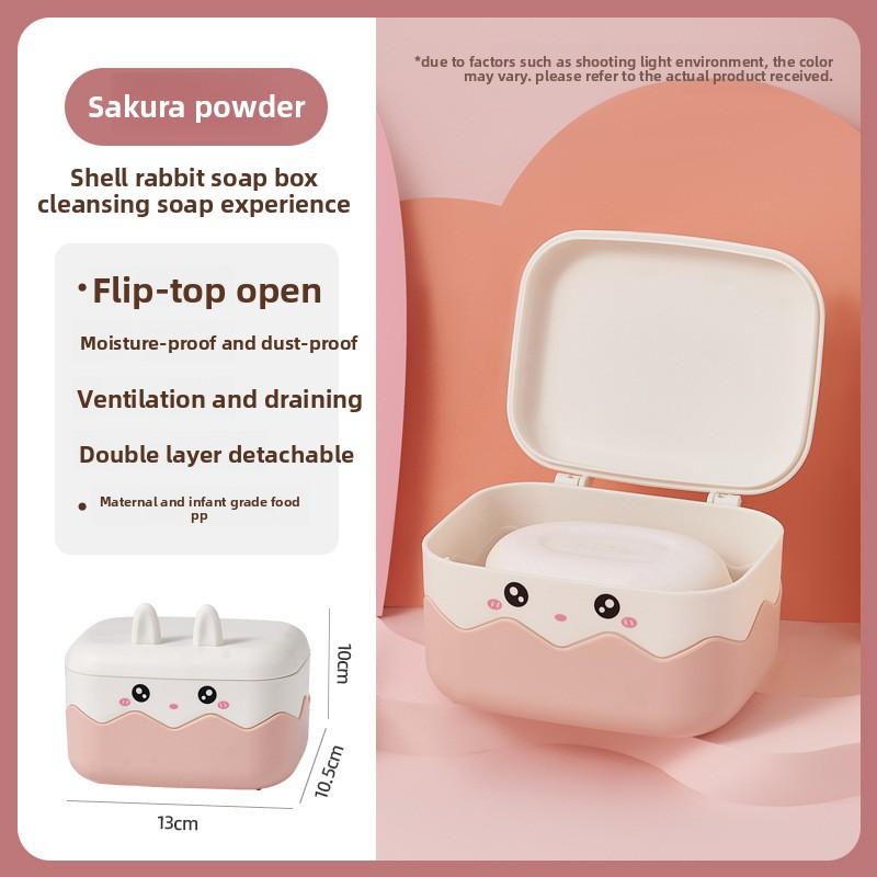 Soap Rack With Lid No Drilling Wall Mounted Double Layer Soap Holder Soap Sponge Dish Bathroom Accessories Soap Dishes Self Adhesive