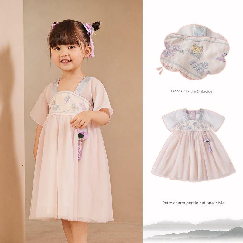 Children s Clothing Dave & Bella New National Style Dress Light Purple [Ready Stock] 90
