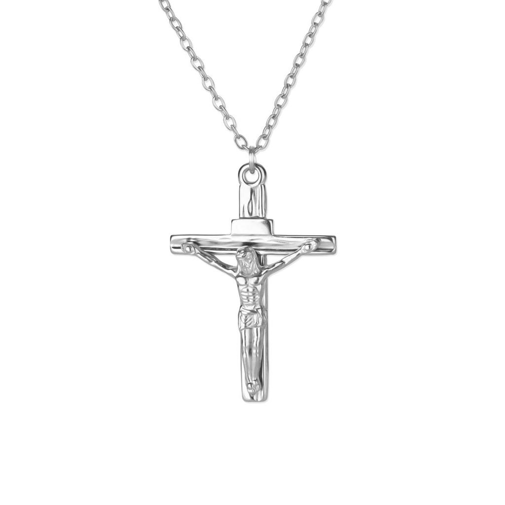 Trend Kreuz Titanstahl 18k Vergoldet Anhänger Halskette Schlichter Schmuck Unisex Schlüsselbeinkette
