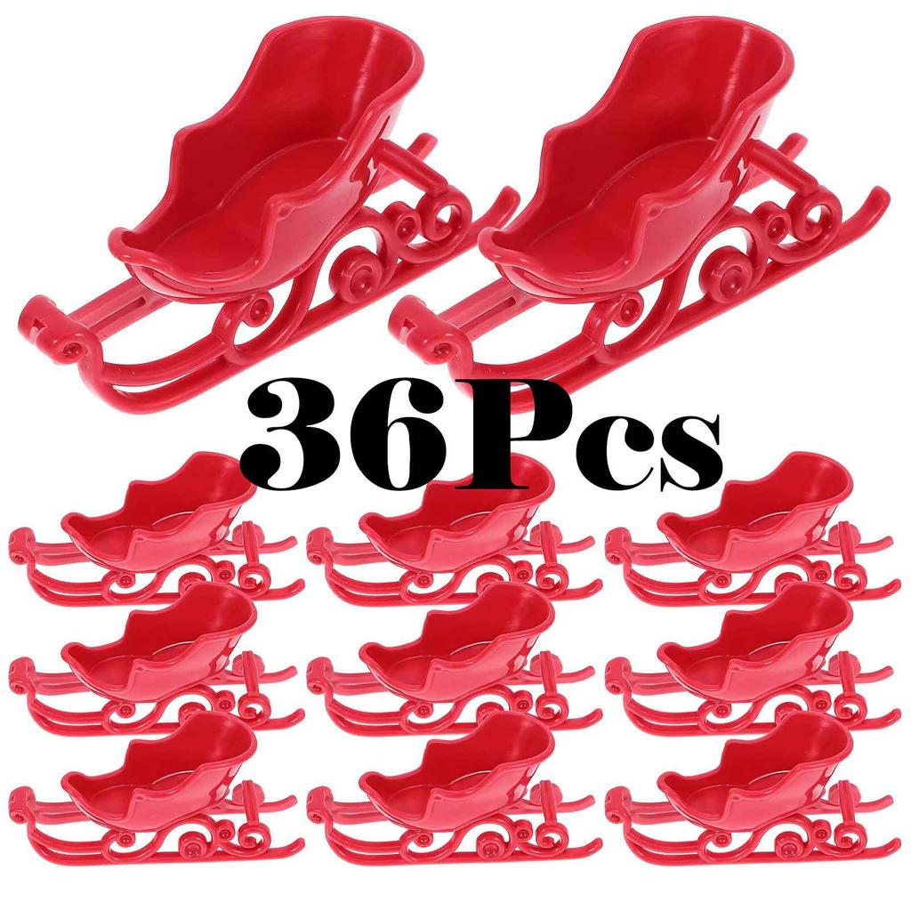 Red Christmas Sleigh Decorations Mini Plastic Sleigh Ornaments for Holiday Tabletop  Window Display, Festive DIY Christmas Decor