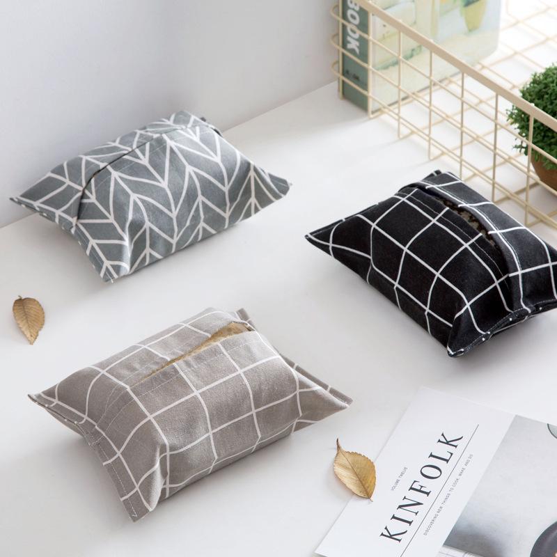 Cotton Linen Tissue Box Case Paper Box Table Napkin Holder Box Desktop Paper Holder Tissue Case Seat Type Car Tissue Box Cover