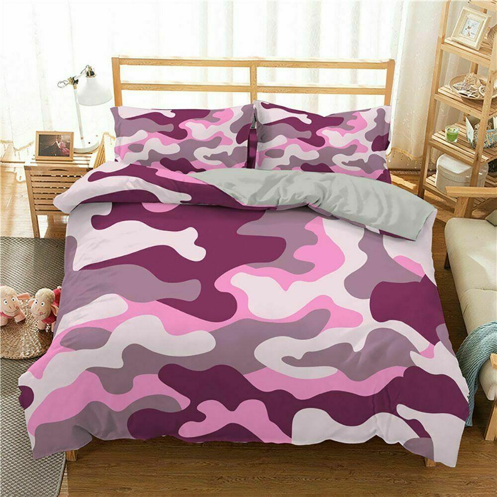Camouflage Duvet Cover Set, Camouflage Concept Concealment Artifice Hide Force Uniform Pattern Fashion, 3 Piece Bedding Set