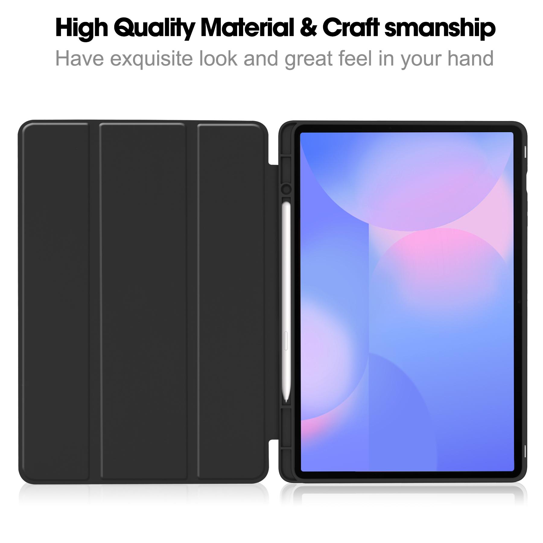 

Для Samsung Galaxy Tab S10 FE+ Чохол Трискладна Підставка Однотонний Шкіряний Чохол для Планшета з Відсіком для Ручки Purple