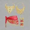 Belly Dance Costumes Bellydance Hip Scarf Wrist Bracelets Coin Head Scarf Earrings Belly Dancer Outfit Set for Womens