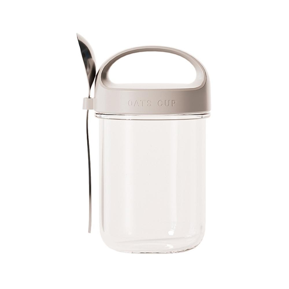 430ML New Breakfast Cups Oatmeal Cereal Nut Yogurt Salad Cup Leakproof Glass Oats Container With Lid Spoon Food Storage Box