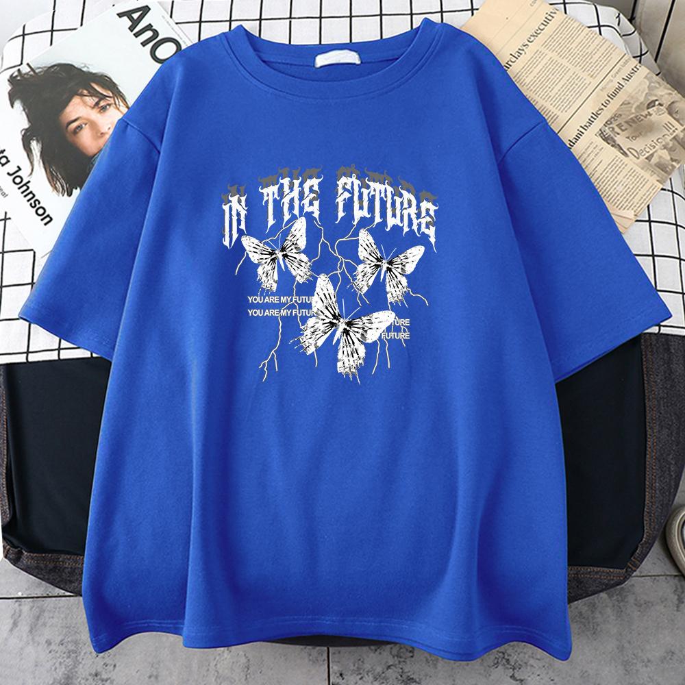 

В будущем темно-черная бабочка креативный дизайн футболки женская мягкая хлопковая футболка спортивная летняя одежда 2XL