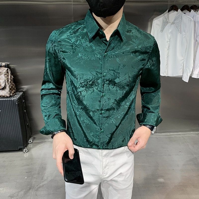 Handsome Solid Straight Turn-down Collar Thin Shirts Fashion Spring Summer Business Casual Printing Button Men's Clothing 2023