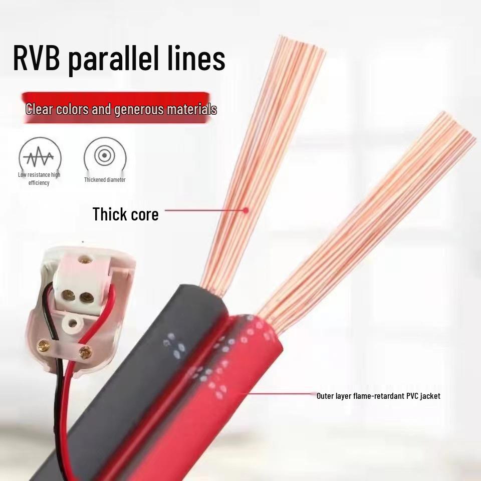 Red & Black 0.5mm² RVB Parallel Wire for LED Lights & Outdoor Monitoring