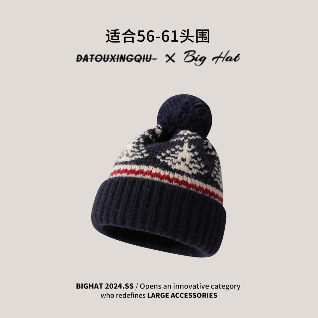 Big Head Planet Christmas Wind Fair Island Collection Women's Winter Plush West Sichuan Knitted Hat Warm Wool Hat Scarf