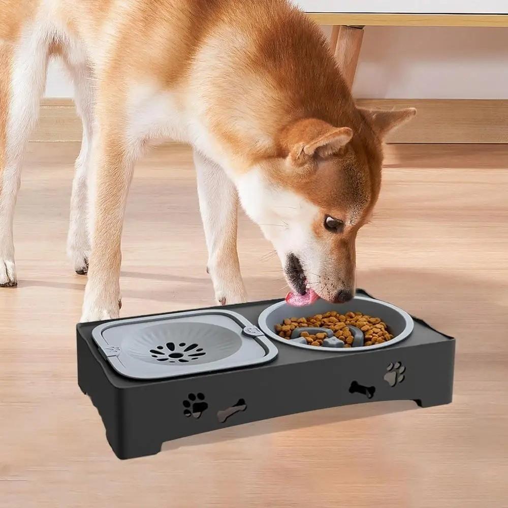 Adjustable Height Pet Feeder 3 In 1 Dog Double Bowls Elevated Dog Bowls For Kittens Puppies