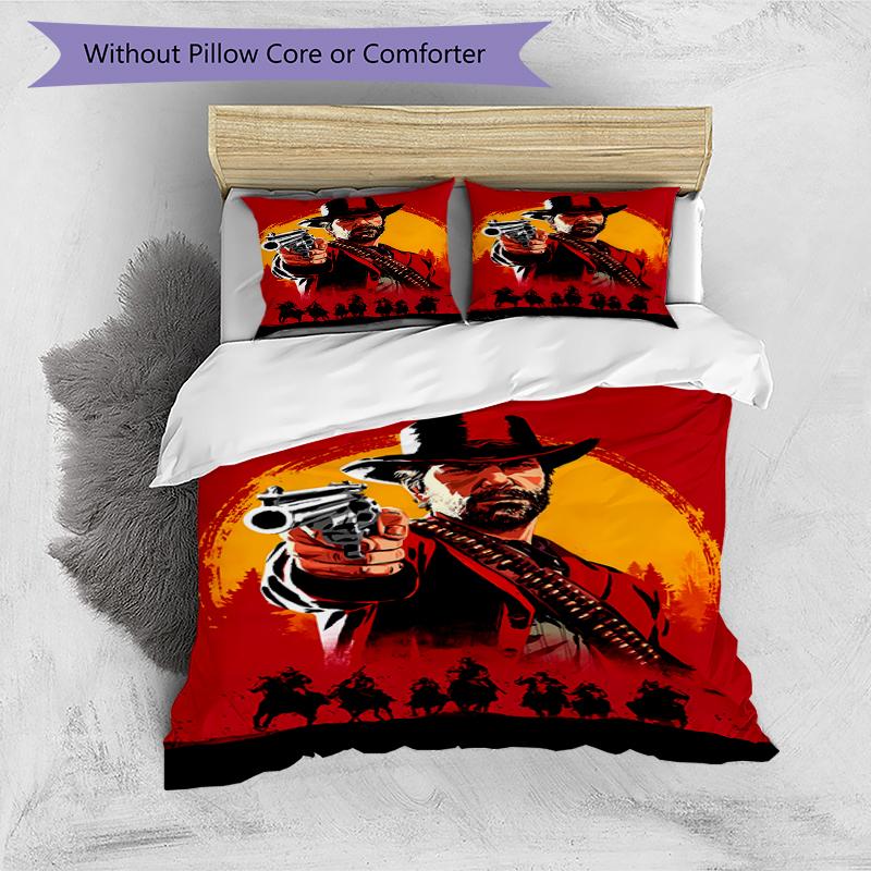 Juego de ropa de cama con estampado de Red Dead Redemption 1 de 3 piezas, juego de funda nórdica incluye funda nórdica y fundas de almohada, decoración de dormitorio y regalo perfecto para todas las estaciones