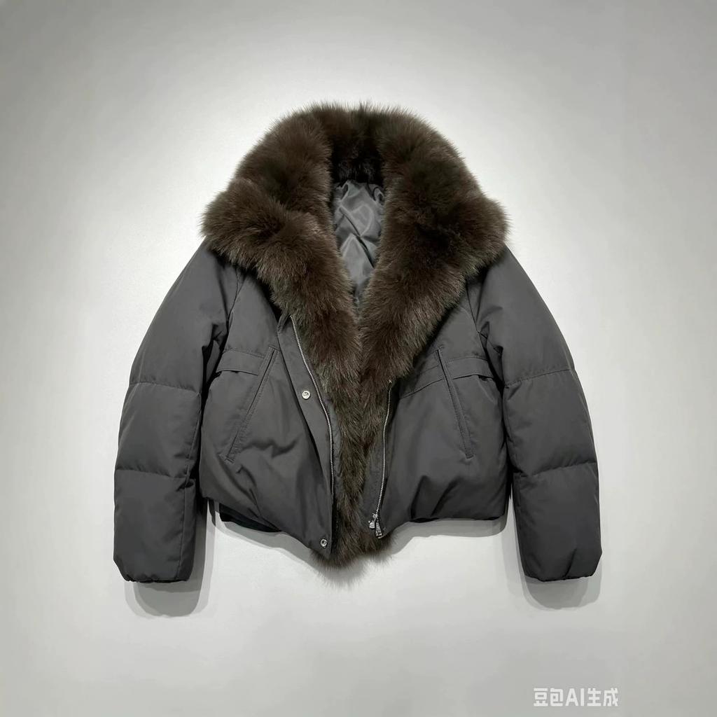 Popular iarnă nou natural blană reală de vulpe guler la modă versatil larg cald pie depășit palton femeie