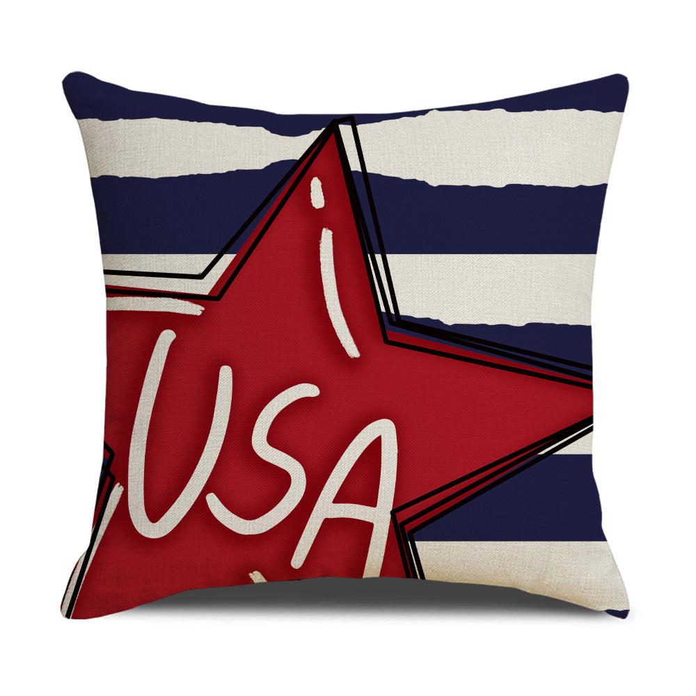 American Independence Day Pushing Cover Five-pointed Star Pushing Cover 45*45 Cm Red Star Stripe Print Pillow Cover