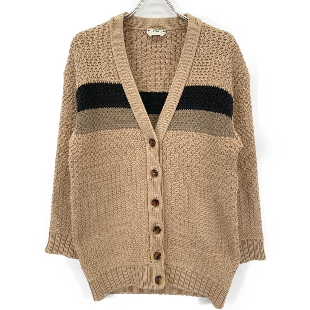 Fendi Brauner Strick-Cardigan mit Logo auf dem Rücken, Oberteile 36 Braun, Gebraucht