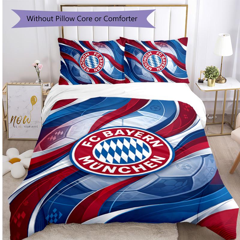 Set Biancheria da Letto 3 Pezzi Stampato Bayern Monaco Traspirante Copripiumino con Federe Biancheria da Letto Decorativa per Camera da Letto Casa
