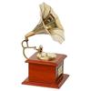 Handgefertigtes, hochwertiges, funkelndes, quadratisches Grammophon-Prunkstück (Braun, Gold) / Material - Messing