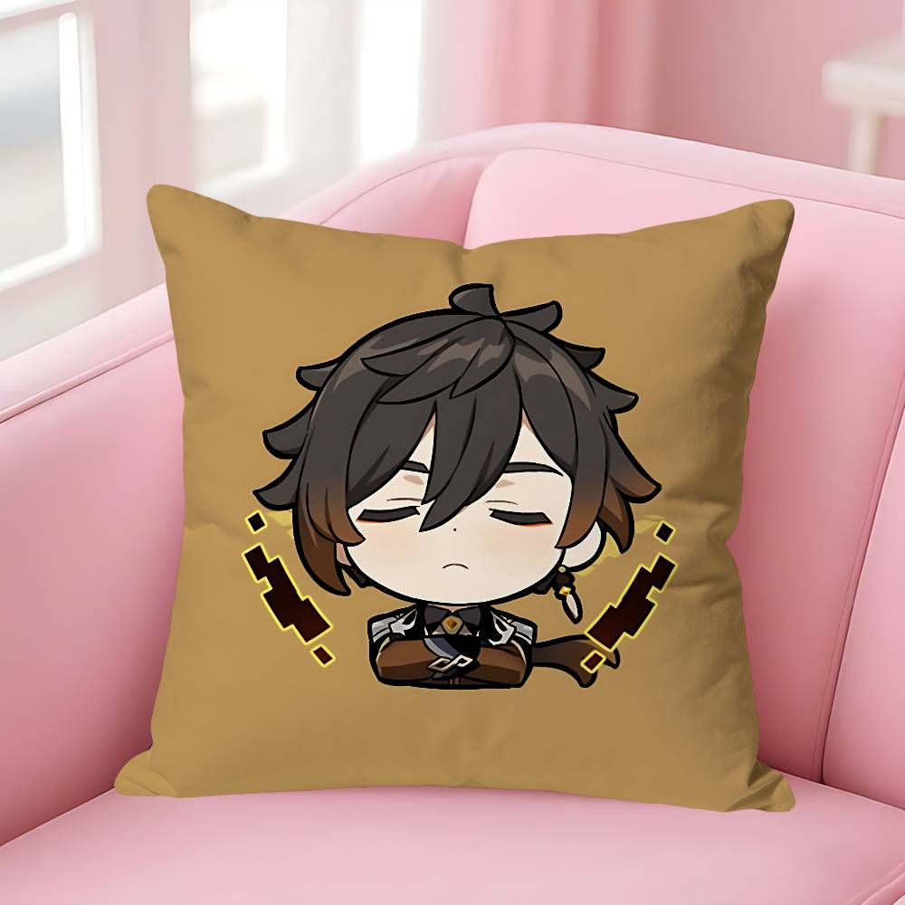 Zhongli GGenshin Impact Pillow Cases for Bedroom Living Room Sofa Home Decor Polyester Cushion Cover with Zipper