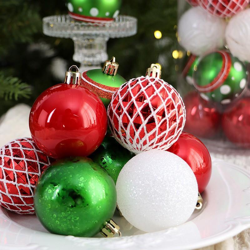 6cm Christmas Balls Set 24Pcs Electroplated Glitter Ornaments Xmas Tree Decor