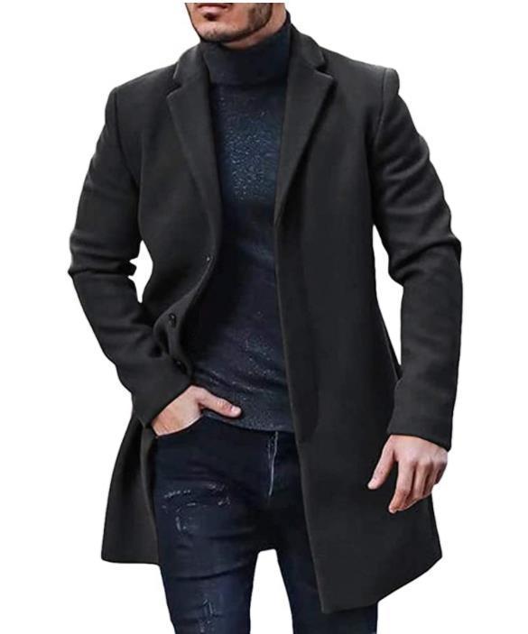

Men s Mid-Length Wool Coat – Available In Various Colors and Sizes. S