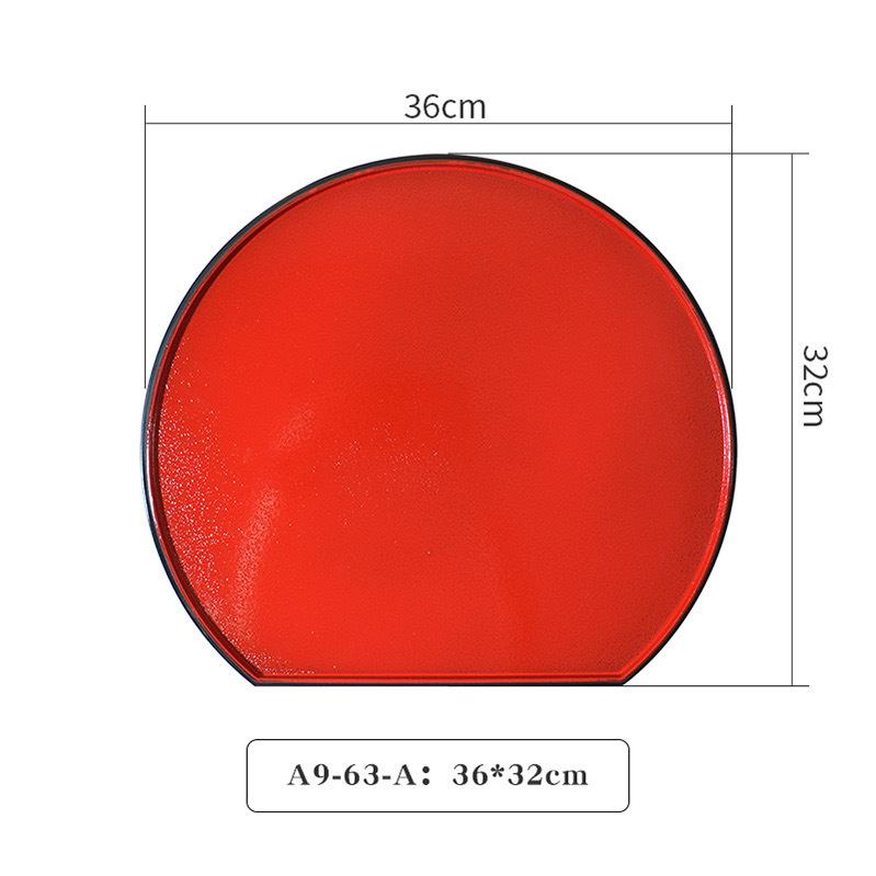 Melamine Tray Catering Network Red High Appearance Level Japanese Tray Delicate Red Edge Half Moon Sushi Plate Commercial