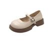 Retro Round Head British Women's Shoes 2025 Small Leather Shoes Versatile Belt Mary Jane Shoes Women's Low Heel Light Mouth Loafer Single Shoes