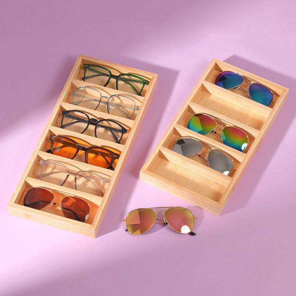 Grids Wooden Glasses Case Glasswear Box Jewelry Display Box Foldable Sunglasses Box  Travel