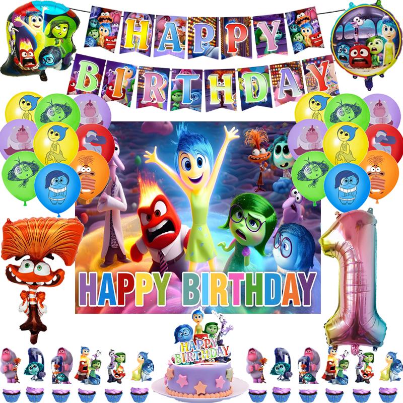 Inside Out 2 Decorațiuni Petrecere de Ziua de Naștere Temă Desen Animat Kit Veselă Baloane Bucurie Tristețe Accesorii Copii Băiat Fată Cadou Jucării