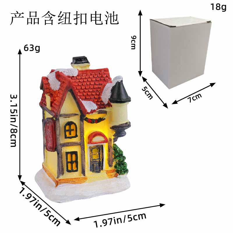 Weihnachten Neue Weihnachtsornamente Festliches Harz Cottage Farbe Leuchtendes Haus Tischornament