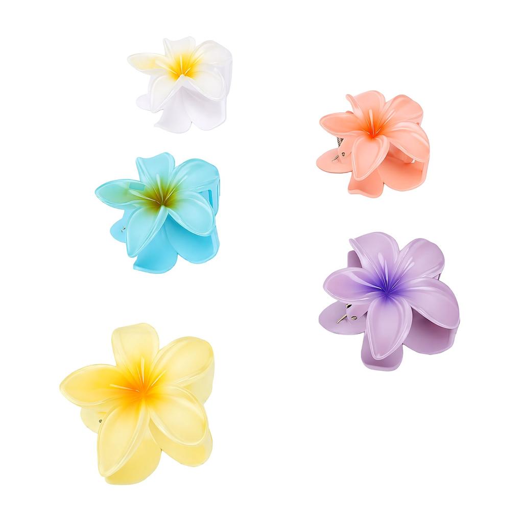 5pcs Flower Hair Claw Clips Secure Grip Floral Hair Clip for Long Hair Updo Styling Accessory White Sky Blue Lavender