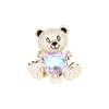 Cute Korean Version, Sweet Purple Crystal Peach Heart Brooch, Loving Bear Animal Pin, Same Accessories for Men and Women