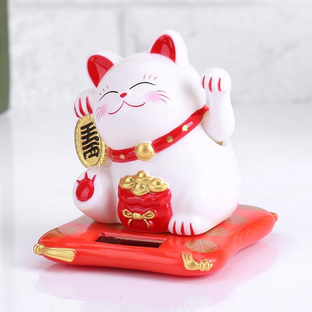 Waving Lucky Cat Solar Battery Movable Solar Battery Energy Saving Automatic Moving Ornament Small Interior Stylish Cute Prayer Prosperous Business