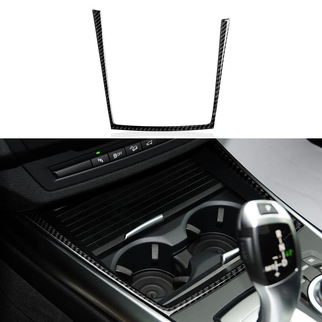Car Cup Holder Cover Trim Carbon Fiber Sticker Storage Box Decal Fits for BMW X5 E70 2007-2013 Accessories -- X6 E71 NOT FIT