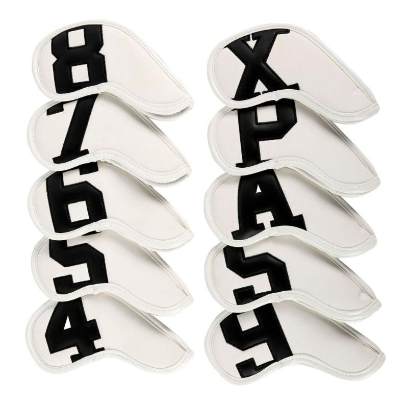 10Pcs Golfs Iron Head Cover Thick PU Leather Golfs Head Cover Replacement Headcover Protective Cover Easy to Use