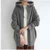 Autumn and Winter New Personality Street Zipper Hooded Long Plus Velvet Sweater