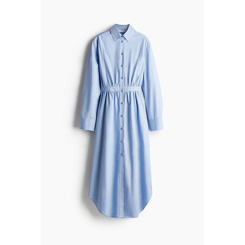 

HM Женская одежда Платье 2025 Лето Новое поступление Повседневное Для работы Хлопковое платье рубашечного стиля 1291584 Light Blue 175/116