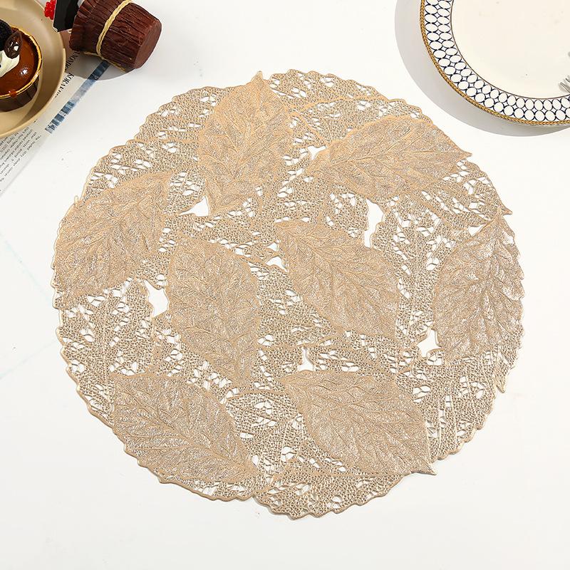 Autumn Fallen Leaves Hollow Placemat PVC Light Luxury Placemat Premium Hotel Insulation Mat Creative Non-slip Dining Table Mat