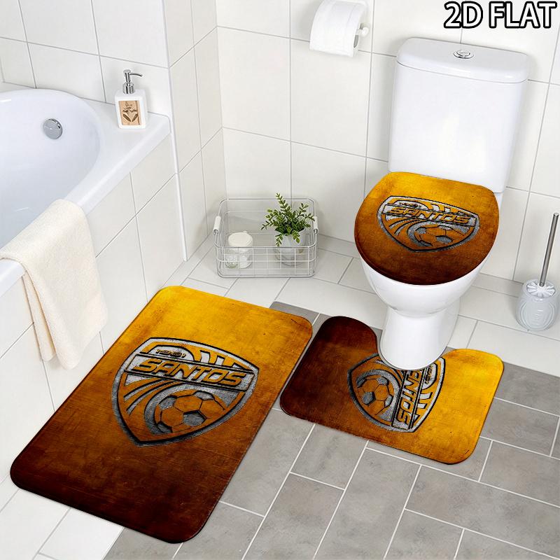 Santos de Guapiles FC Pattern 3Pcs Bathroom Rug Set, Non Slip Absorbent Bath Mat, Contour Mat & Toilet Lid Cover, Bathroom Decor