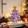 Elegant Holiday Home Decor Decorative Glass Christmas Tree with Star Topper, Mini Shiny Ornaments for Office Figurine, Creative Tabletop Ornament,