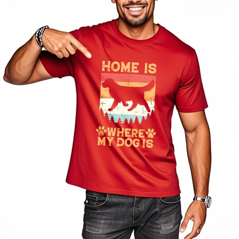 Cotton Tshirt Unisex Soft For Her Summer Tshirt Fashion Home Is Where My Dog Is Cool Unisex Tee Shirt Male Vintage Teeshirt