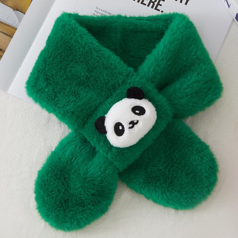 2025 Kids' Soft Thick Cartoon Bear Scarf - Warm Plush Neck Warmer for Autumn & Winter