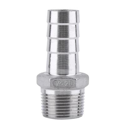 Stainless Steel 304 Male Thread Pipe Fitting Barb Hose Tail Connector (34"x20mm)